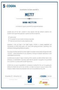 ME777 Licensed by eCOGRA